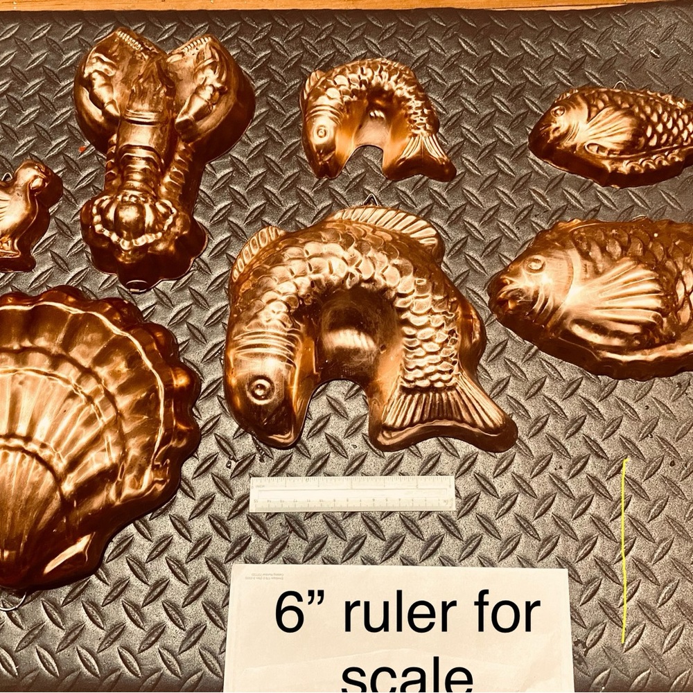 Lot of 7 Vintage copper kitchen molds